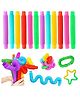 ADKD Pop Tubes Stress Relief Fidget Tubes for Kids and Adult Sensory Fidget Learning Toy Set of 12 Tubes-(Color May Vary)