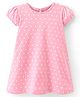Babyhug Cotton Knit Single Jersey Half Sleeves Nighty with Heart Print - Pink
