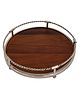 De Maison Décor Brown Wood & Aluminium  Round Sheesham Serving Tray