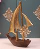 De Maison Décor Raw Matt Gold Aluminum and Wood Handcrafted Nautical Sailing Boat
