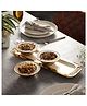 De Maison Decor Versace Design Bowl Tray Set in Ivory Enamle & Gold Finish