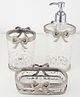 De Maison Decor Antique Bow-Tied Glass Bathroom  Silver Set