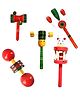Smartcraft Toys Wooden Rattles Toys for Baby/New-Born Infant Kids - Set of 5 pcs - Multicolor - Discover Sounds Develops Sensory Skills