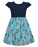 Funshine Cap Sleeves Floral Printed Dress - Navy Blue