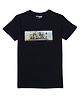 GINI & JONY Cotton Half Sleeves T-Shirt Beach Print - Dark Blue