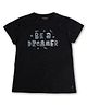 GINI & JONY Cotton Half Sleeves Tee Text Applique - Black