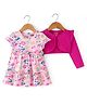 Babyhug Cotton Jersey Full Sleeves Frock With Shrug Floral Print - Pink