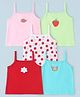 Doodle Poodle 100% Cotton Knit Sleeveless Slips Floral & Strawberry Print  Pack Of 5 -Multicolour