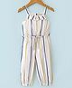 ORRIGANY Rayon Knit Sleeveless Jumpsuits Striped - Off White