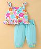 ORRIGANY Sleeveless Floral Printed Top & Striped Capri Set - Mint