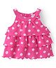 Babyhug Cotton Knit Sleeveless Tiered Top with Floral Print - Pink