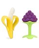 LuvLittle Luvlittle Silicone Banana Shaped Toothbrush Teether and Grapes Shaped Teething Teether for Babies- Pack Of 2