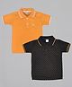 Kiwi 100% Cotton Pack of 2 Half Sleeves Solid & Polka Dot Printed Polo Neck Tees - Gold & Black