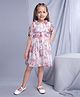 Soleilclo Half Sleeves Floral Printed & Smocked Detailed Viscose  Dress - Ivory