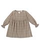 Turtledove London - Organic Cotton Woven Full Sleeves Checkered Frock - Brown