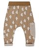 Turtledove London Cotton Knit Full Length Bear  Printed  Jogger - Brown