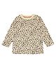 Turtledove London Cotton Knit Full Sleeves T-Shirt Cheetah Theme Print - Beige