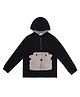Turtledove London Organic Cotton Knit Full Sleeves  Hooded Sweatshirt Bear Patch - Black