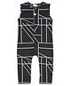 Turtledove London Cotton Knit Sleeveless Dungaree Style Romper with Line Print - Black