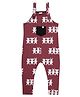 Turtledove London Cotton Knit Sleeveless Dungaree With Teddy Print - Burgundy