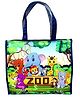 Echo Boomers Blue Zoo Printed Jumbo Size Drawing/Activity Tote Bag with Multiple Pockets