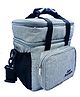 Echo Boomers Blue Colour Solid Textured Large Insulated Tiffin Lunch Double Bag with Multi Zipper Pockets - Grey