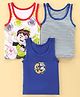 Bodycare Cotton Knit Sleeveless  Striped Vests With Ben 10 Print Pack Of 3 - Multicolor
