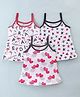Doreme Cotton Single Jersey Knit Sleeveless Slip Stars & Hearts Print Pack of 3 - Black Grey & Pink