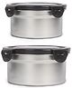 Femora Stainless Steel Round Airtight Storage Container with Lock Lid 550 ml/ 18 Oz, 850 ml/ 28 Oz, Set of 2