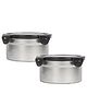 Femora Lunch Box High Steel Round Airtight Storage Container with Lock Lid - 550 ml / 18 Oz, Set of 2