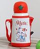 Femora Kids Kitten Water Bottle Hot & Cold Thermosteel Water Bottle Stainless Steel Bottle with Bag  Red - 550 ml