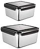 Femora Steel Square Container Airtight Leakproof Unbreakable Storage Container/Lunch Box -  Set of 2