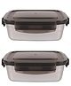 Femora Steel Square Container Airtight Leakproof Unbreakable Storage Container/Lunch Box - 550 ml/gm - Set of 2