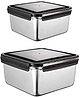 Femora Steel Square Container Airtight Leakproof Unbreakable Storage Container/Lunch Box - Set of 2