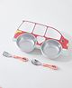 Car Shaped  Section Plate with Fork & Spoon - Red