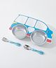 Car Shaped  Section Plate with Fork & Spoon - Blue