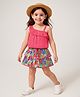 Babyhug 100% Cotton Knit Sleeveless Top & Skirt Set Floral Print- Multicolor