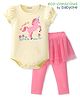 Babyoye Eco Conscious 100% Cotton with Eco Jiva Finis Half Sleeves Onesies & Skeggings Unicorn Print - White & Pink