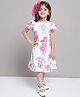Mini & Ming Half Frill Sleeves Floral Printed Dress - White