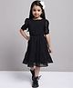 Mini & Ming Half Sleeves Solid Tiered  Dress - Black