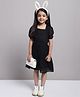 Mini & Ming Half Sleeves Solid Dress - Black