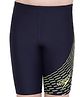 Speedo Above Knee Length  Swimming Trunk with Text & Line  Print -  Blue & Yellow