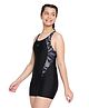 Speedo Sleeveless Diving Suit with Text & Abstract  Print -  Black