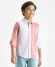 Primo Gino Cotton Lycra Knit Full Sleeves Colour Block Solid Shirt - White & Pink