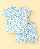 Bodycare Cotton Knit Half Sleeves Night Suit Animal Print - Blue