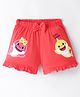 Bodycare Cotton Knit Shorts with Bow Applique & Baby Shark Print - Radiant Red