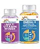 DR. MOREPEN Multivitamins for Women with Calcium & Herbal Extracts for Energy & Immunity Boost - 60 Veg Tablets and Omega 3 Deep Sea Fish Oil Triple Strength for Healthy Heart, Brain & Joints, 1250mg with 300mg DHA & 450 mg EPA - 60 Softgels