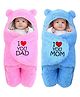 BABYZONE Hooded Embroidered Crib Baby Blanket for Mild Winter || Combo Baby Wrapper/Blanket  AC Room || Pack of 2 Pc - Pink & Blue