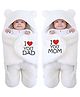 BABYZONE Hooded Embroidered Crib Baby Blanket for Mild Winter || Combo Baby Wrapper/Blanket  AC Room || Pack of 2 Pc - White
