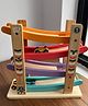 Playbox Speedy Wheels Wooden Ramp Racer Toy with 4 Car Ramps, 4 Mini Cars - Wood Race Track  Educational Vehicle Toys- Multi Color